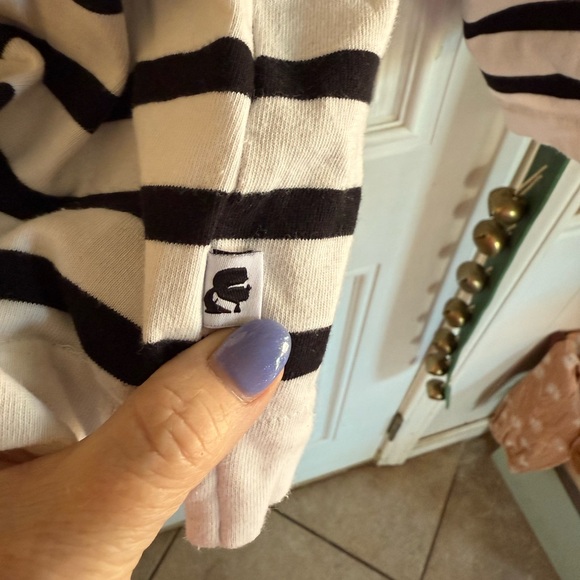 Karl Lagerfeld White Tee Black Stripes Logo Pink Sparkle Signature 100% Cotton - Picture 4 of 10